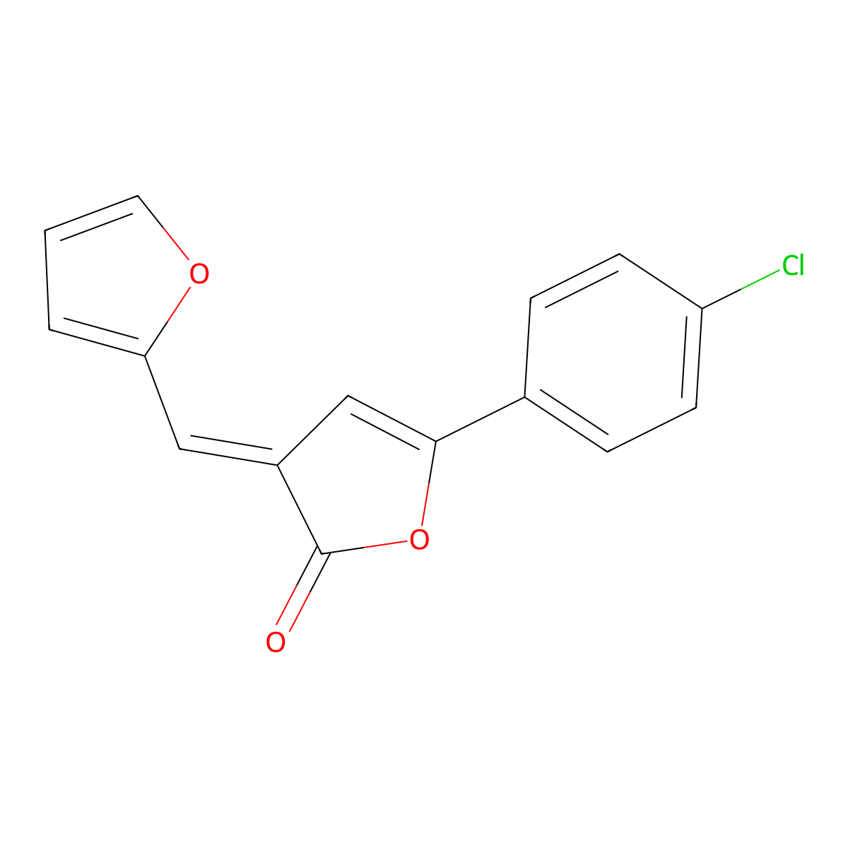 2(3H)-Furanone, 5-(4-chlorophenyl)-3-(2-furanylmethylene)- molecular structure, CAS 6781-88-0