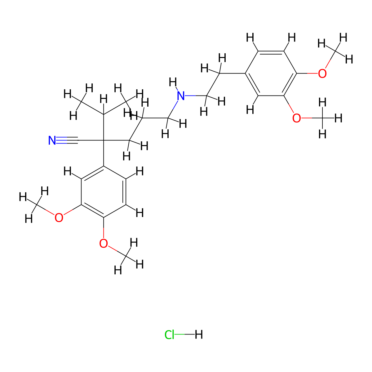 Norverapamil Hydrochloride molecular structure, CAS 67812-42-4