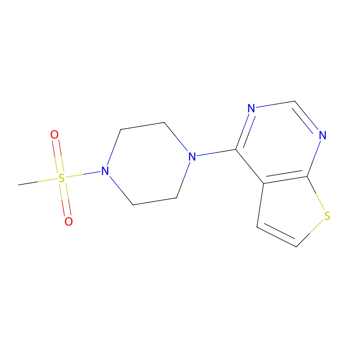 1-Methanesulfonyl-4-{thieno[2,3-d]pyrimidin-4-yl}piperazine molecular structure, CAS 678139-26-9