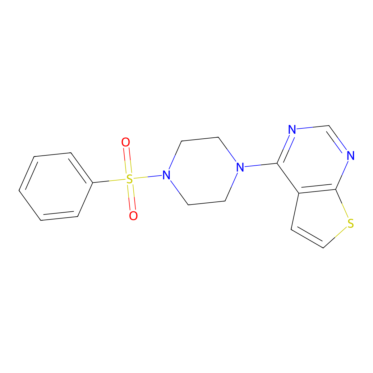 4-[4-(Phenylsulfonyl)-1-piperazinyl]thieno[2,3-d]pyrimidine molecular structure, CAS 678139-32-7