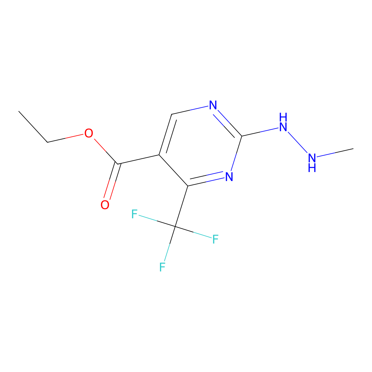 Ethyl 2-(2-methylhydrazinyl)-4-(trifluoromethyl)pyrimidine-5-carboxylate molecular structure, CAS 678139-50-9