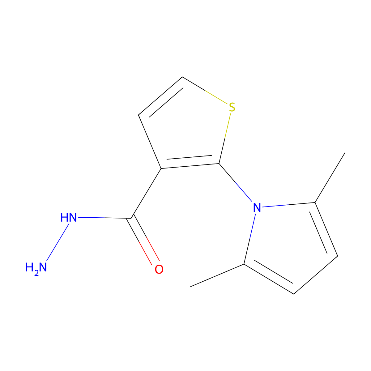2-(2,5-dimethyl-1H-1-pyrrolyl)-3-thiophenecarbohydrazide molecular structure, CAS 678139-53-2