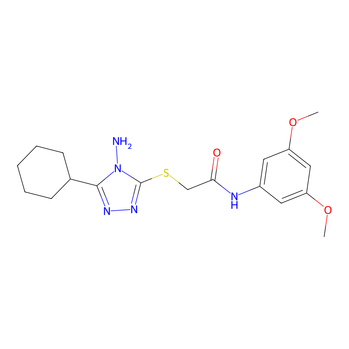 2-[(4-amino-5-cyclohexyl-1,2,4-triazol-3-yl)sulfanyl]-N-(3,5-dimethoxyphenyl)acetamide molecular structure, CAS 678145-80-7