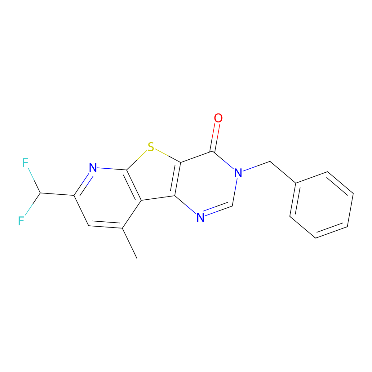 3-benzyl-7-(difluoromethyl)-9-methylpyrido[3',2':4,5]thieno[3,2-d]pyrimidin-4(3H)-one molecular structure, CAS 678146-22-0