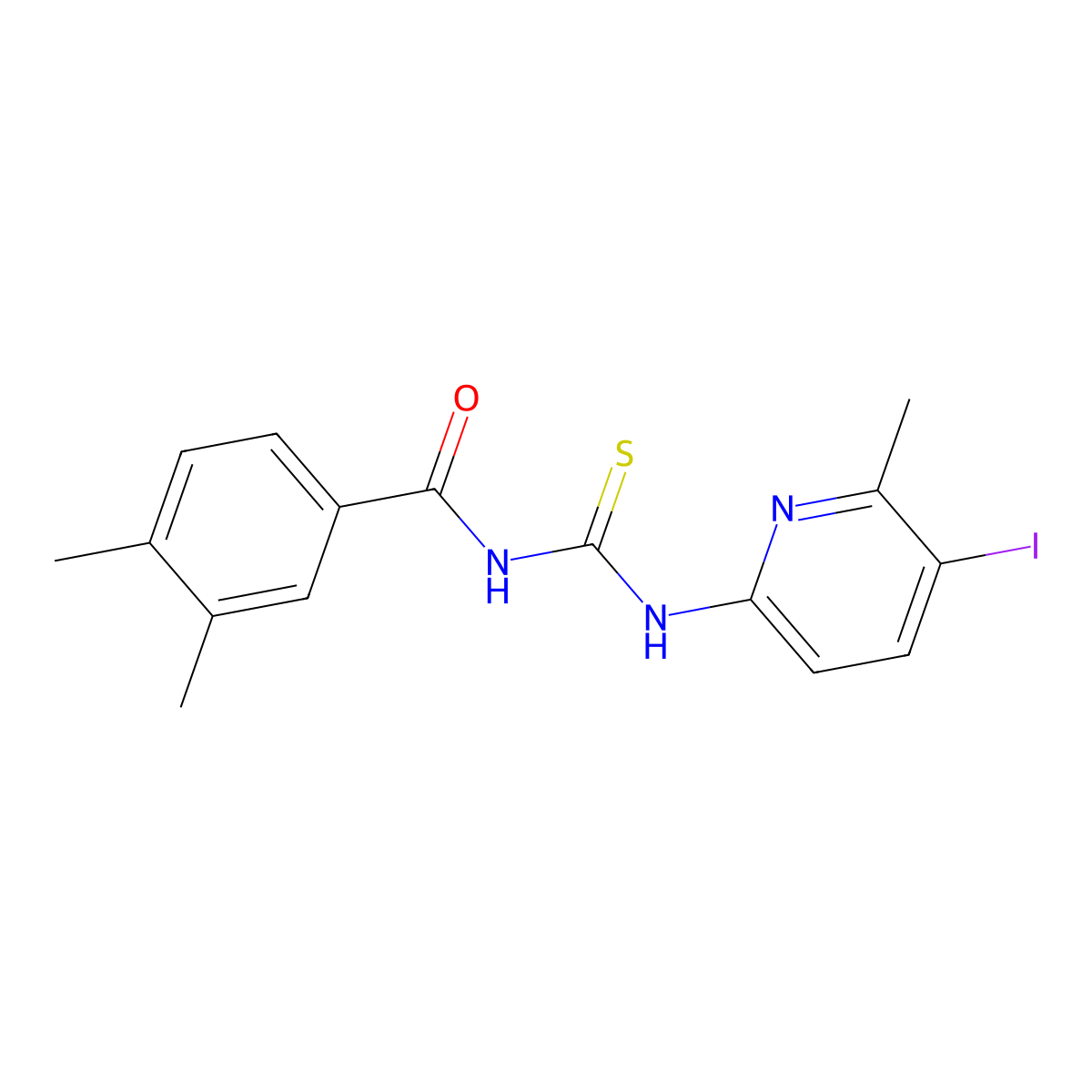 N-[(5-iodo-6-methylpyridin-2-yl)carbamothioyl]-3,4-dimethylbenzamide molecular structure, CAS 678146-25-3