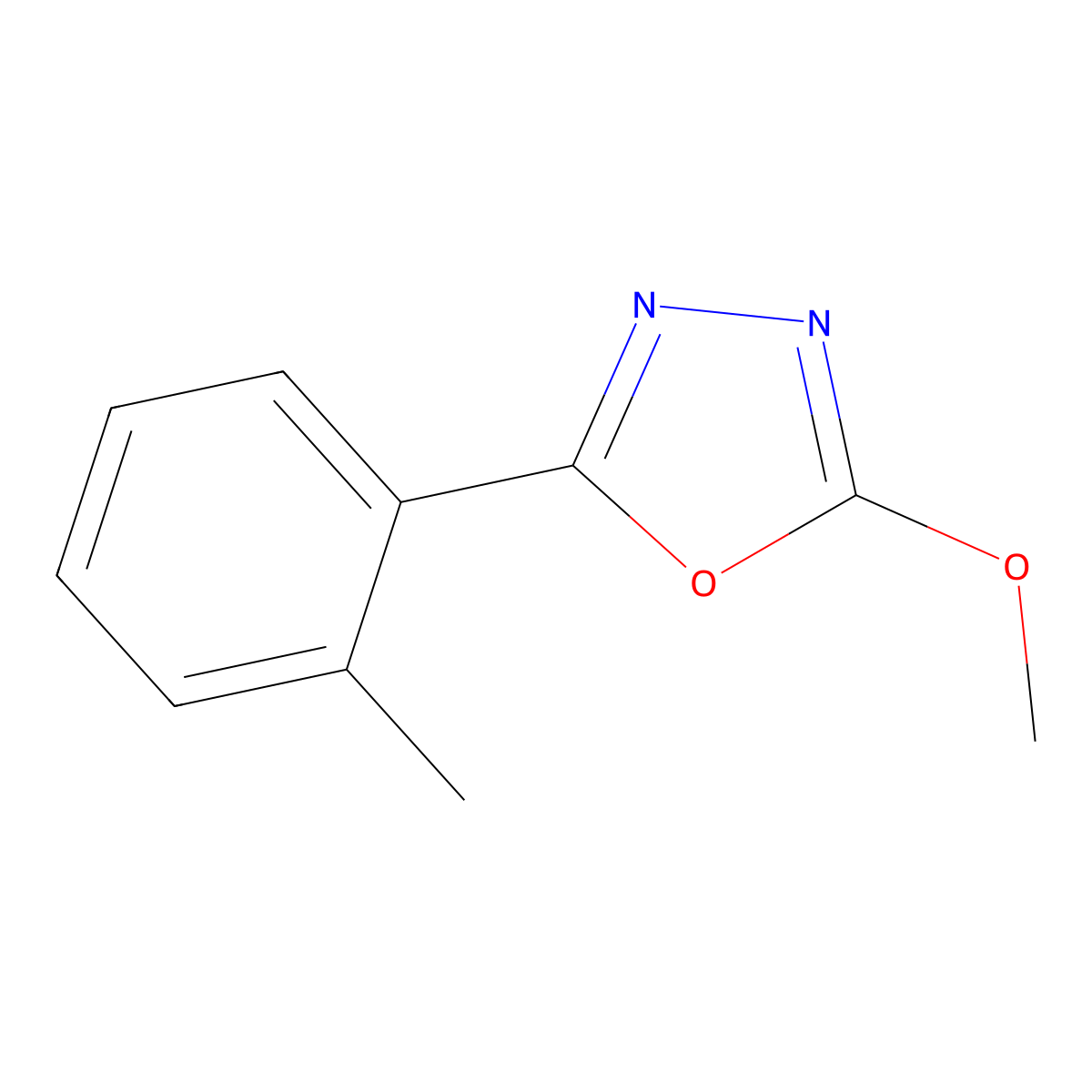 2-Methoxy-5-(o-tolyl)-1,3,4-oxadiazole molecular structure, CAS 678146-84-4