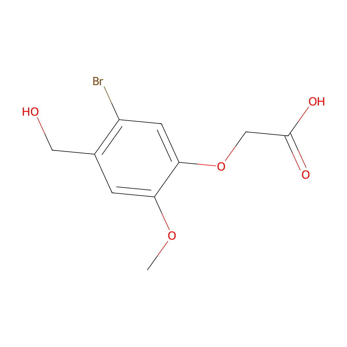 [5-Bromo-4-(hydroxymethyl)-2-methoxyphenoxy]acetic acid molecular structure, CAS 678147-49-4
