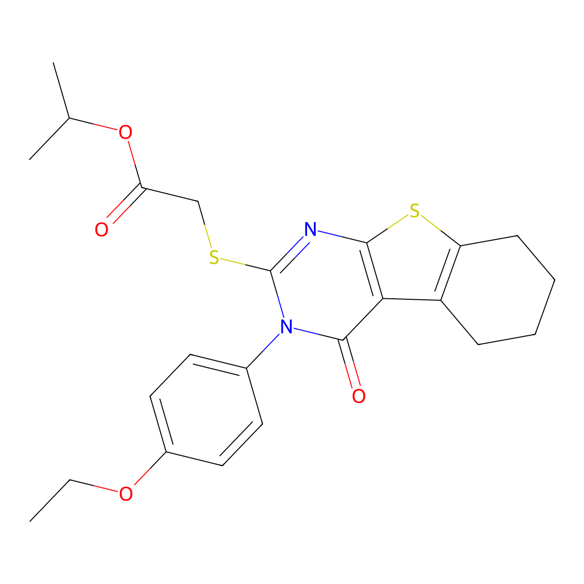 Isopropyl {[3-(4-ethoxyphenyl)-4-oxo-3,4,5,6,7,8-hexahydro[1]benzothieno[2,3-D]pyrimidin-2-YL]sulfanyl}acetate molecular structure, CAS 678147-77-8