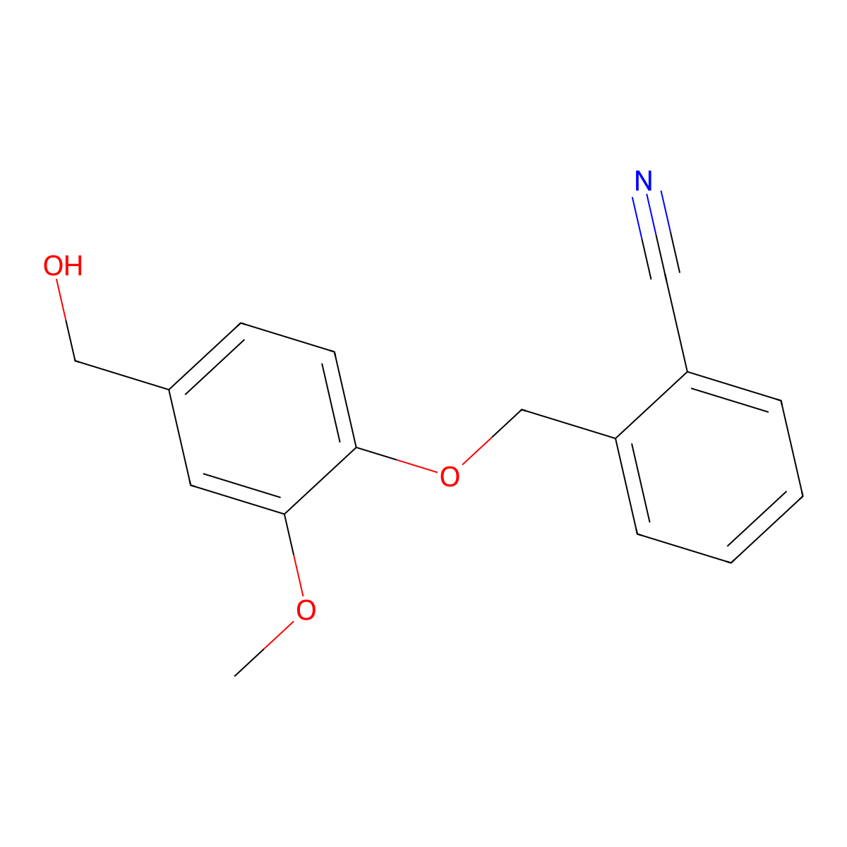 2-{[4-(Hydroxymethyl)-2-methoxyphenoxy]methyl}benzonitrile molecular structure, CAS 678147-97-2