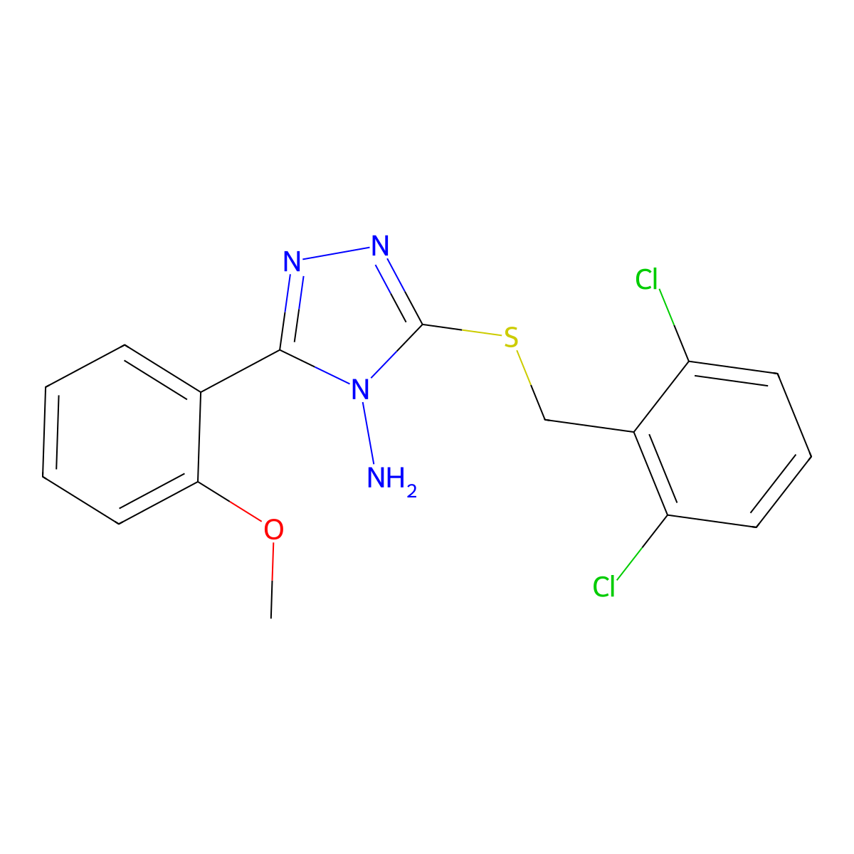 3-[(2,6-dichlorobenzyl)sulfanyl]-5-(2-methoxyphenyl)-4H-1,2,4-triazol-4-amine molecular structure, CAS 678148-20-4