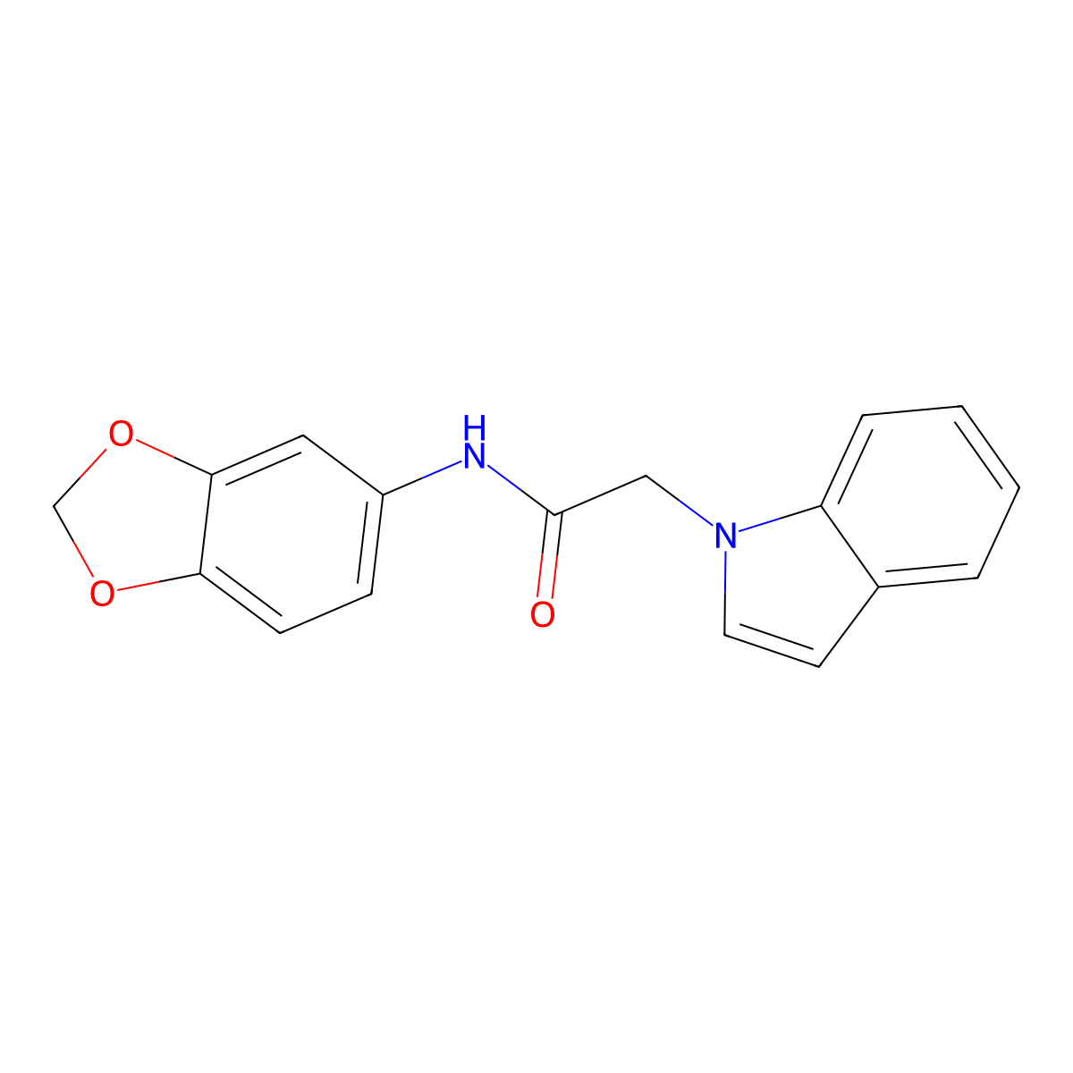 N-(1,3-benzodioxol-5-yl)-2-indol-1-ylacetamide molecular structure, CAS 678148-45-3