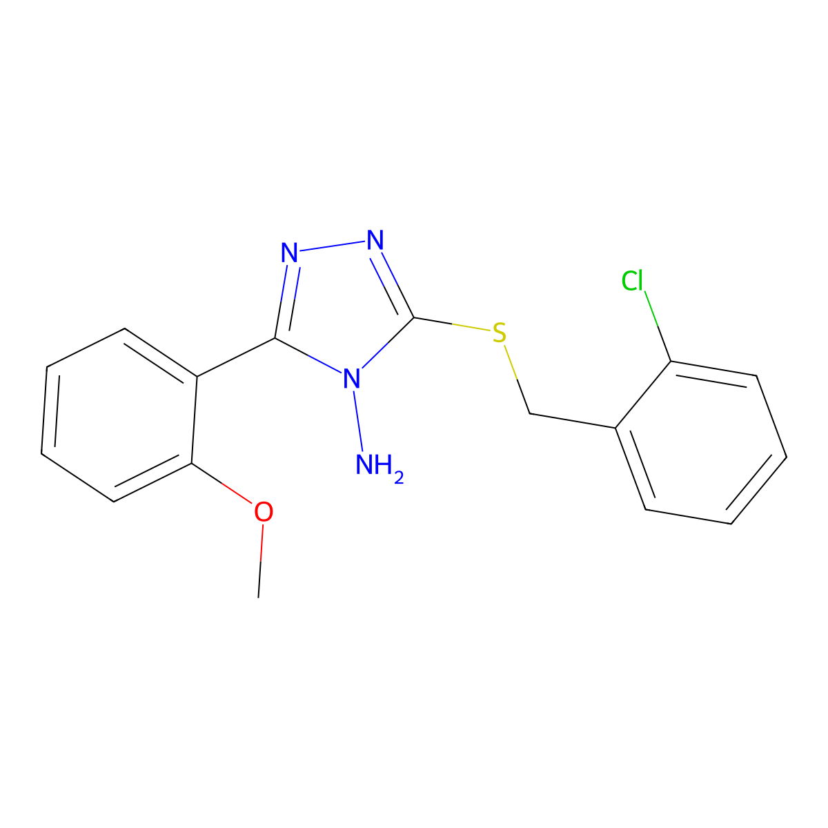 5-[(2-Chlorophenyl)methylthio]-3-(2-methoxyphenyl)-1,2,4-triazole-4-ylamine molecular structure, CAS 678148-47-5