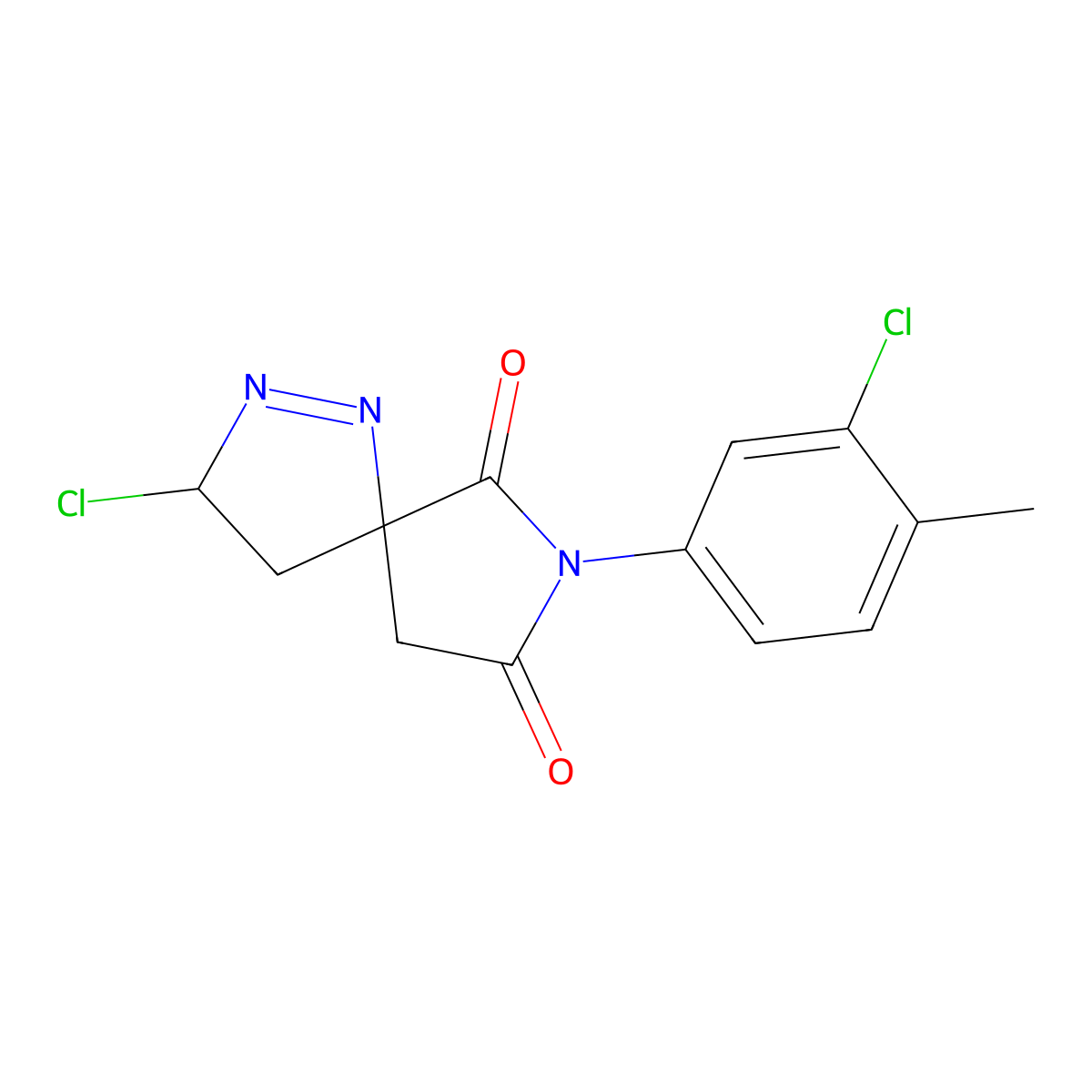 3-Chloro-7-(3-chloro-4-methylphenyl)-1,2,7-triazaspiro[4.4]non-1-ene-6,8-dione molecular structure, CAS 678151-22-9