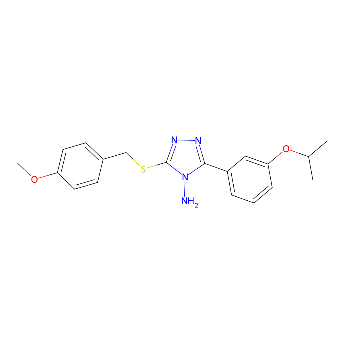 3-[(4-Methoxyphenyl)methylthio]-5-[3-(methylethoxy)phenyl]-1,2,4-triazole-4-yl amine molecular structure, CAS 678151-41-2