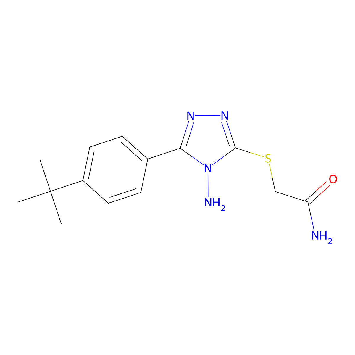 2-{4-Amino-5-[4-(tert-butyl)phenyl]-1,2,4-triazol-3-ylthio}acetamide molecular structure, CAS 678151-49-0