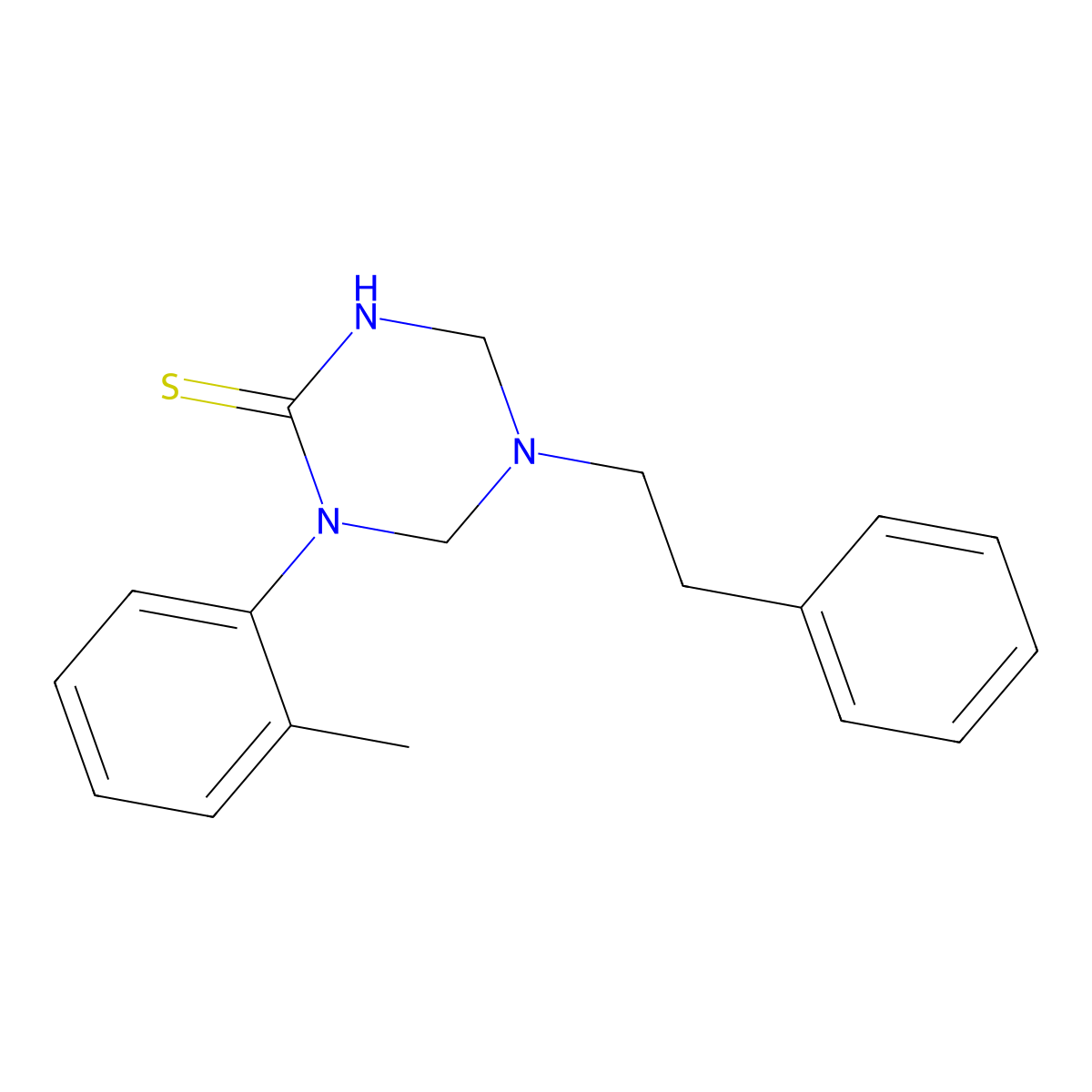 1-(2-Methylphenyl)-5-(2-phenylethyl)-1,3,5-triazinane-2-thione molecular structure, CAS 678151-63-8