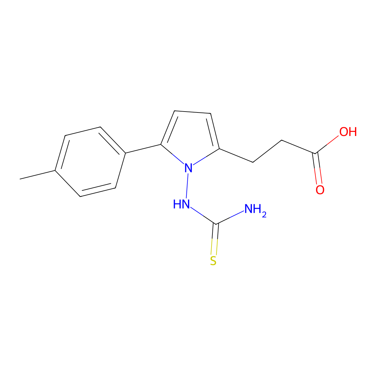 3-[1-(carbamothioylamino)-5-(4-methylphenyl)-1H-pyrrol-2-yl]propanoic acid molecular structure, CAS 678156-73-5