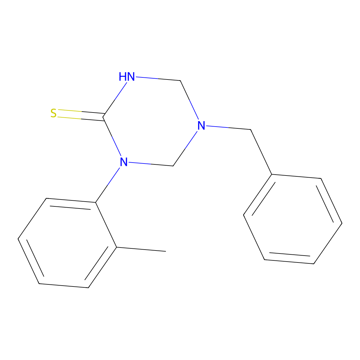 5-Benzyl-1-(2-methylphenyl)-1,3,5-triazinane-2-thione molecular structure, CAS 678157-33-0
