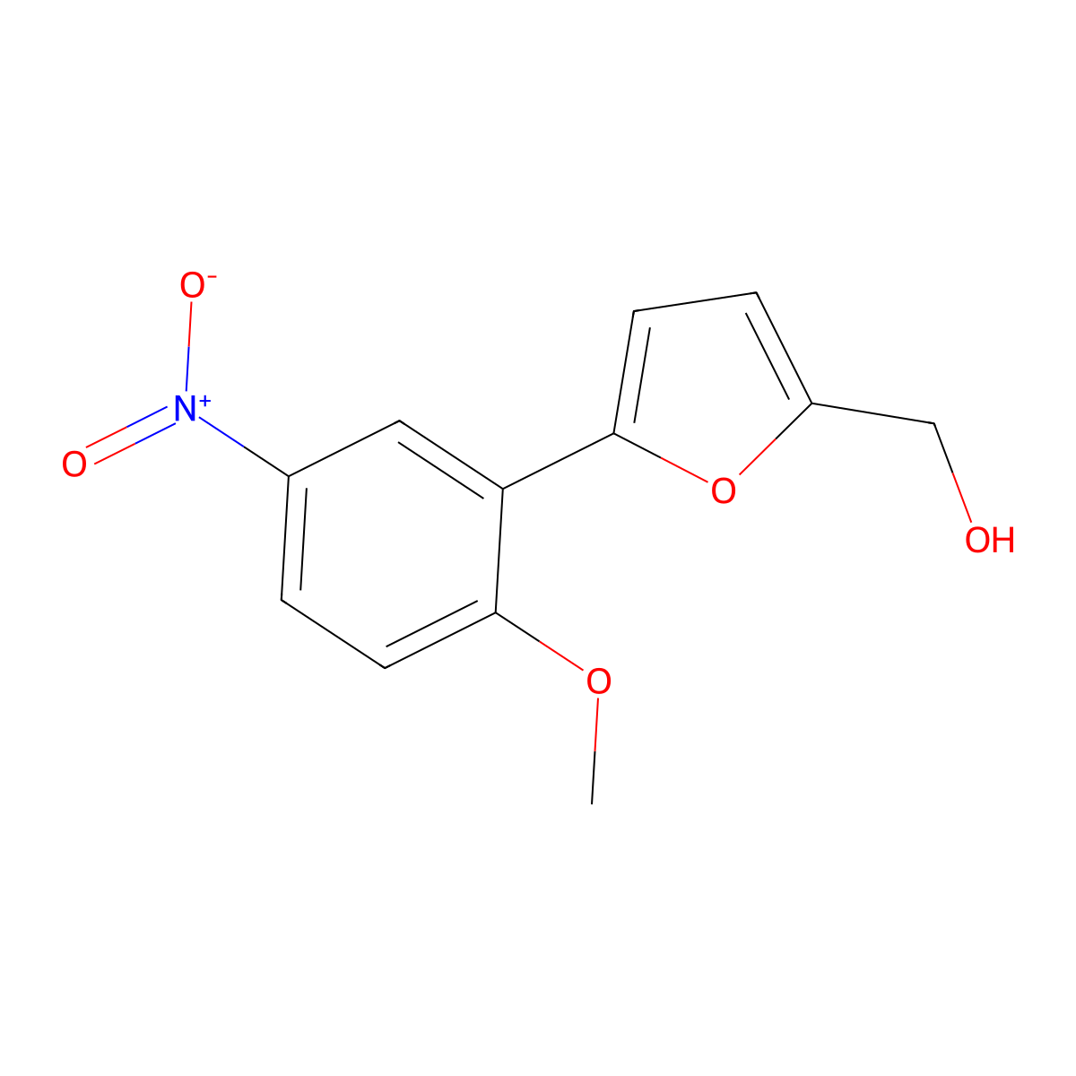 [5-(2-Methoxy-5-nitrophenyl)-2-furyl]methanol molecular structure, CAS 678157-47-6