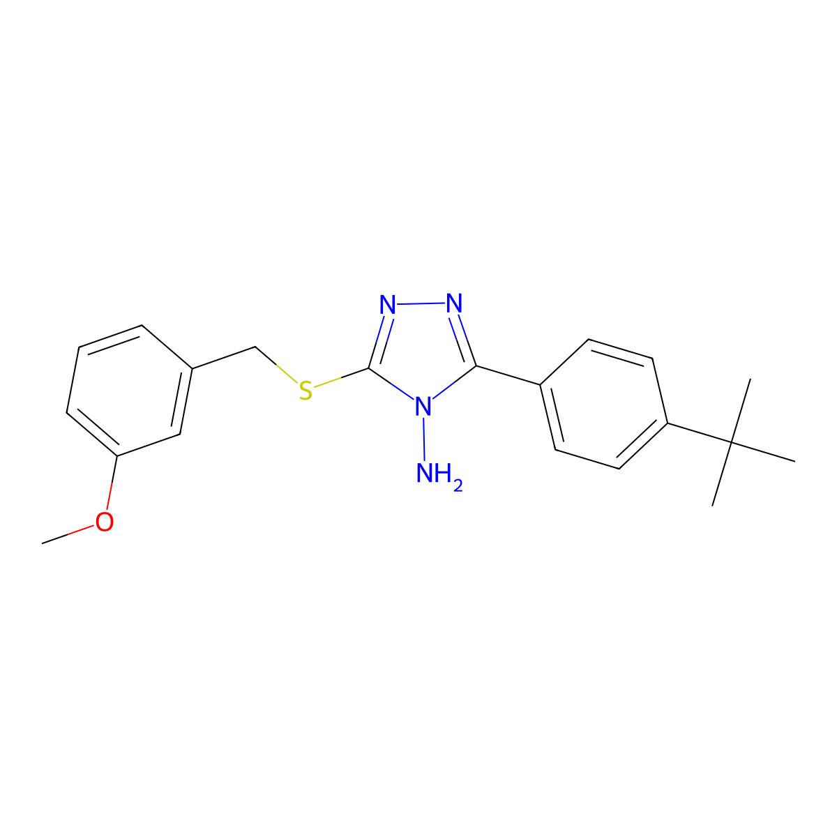 3-(4-Tert-butylphenyl)-5-((3-methoxybenzyl)thio)-4H-1,2,4-triazol-4-ylamine molecular structure, CAS 678157-89-6