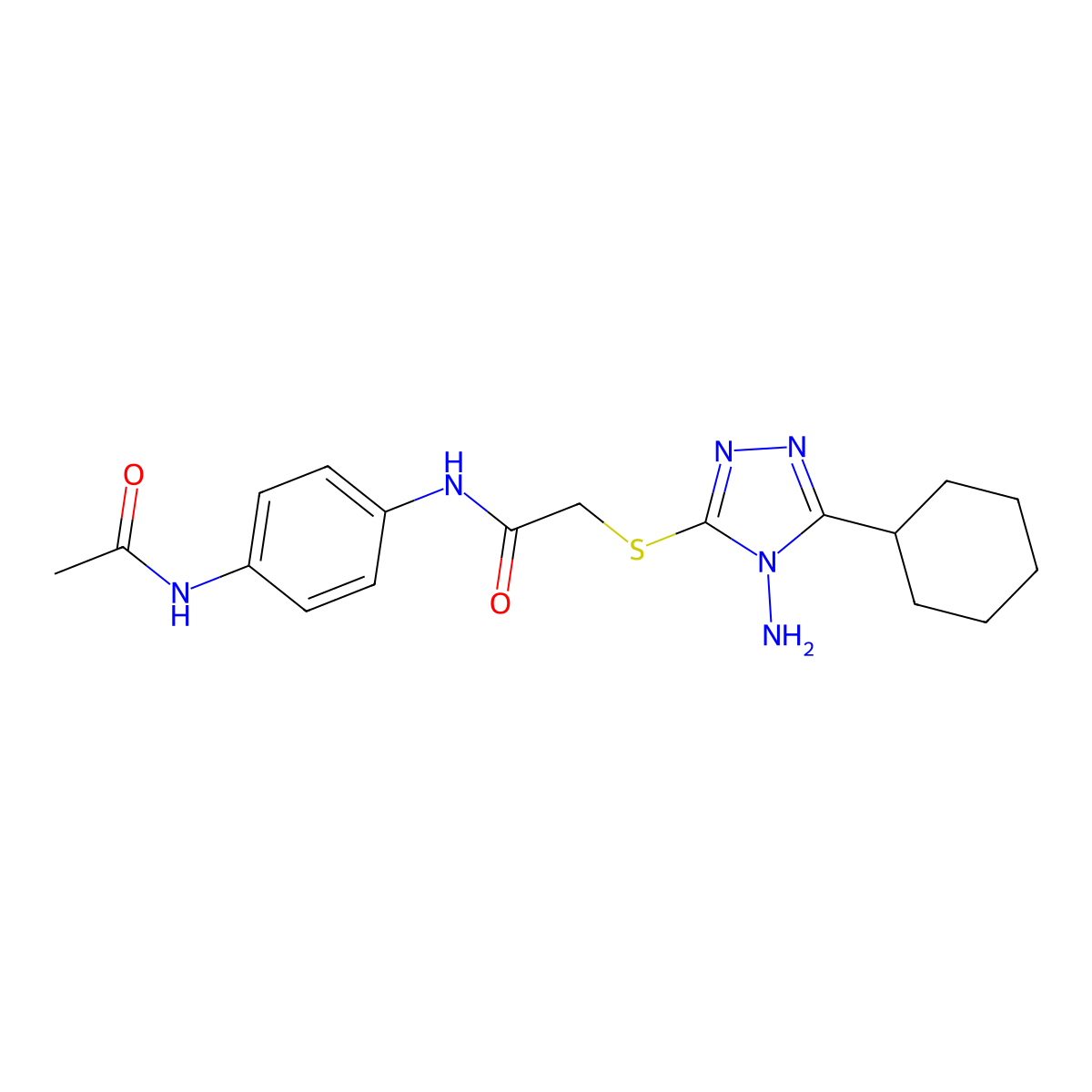N-(4-acetamidophenyl)-2-((4-amino-5-cyclohexyl-4H-1,2,4-triazol-3-yl)thio)acetamide molecular structure, CAS 678158-27-5