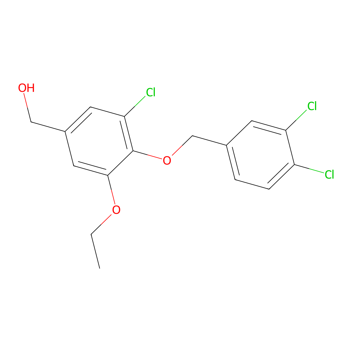 {3-Chloro-4-[(3,4-dichlorobenzyl)oxy]-5-ethoxyphenyl}methanol molecular structure, CAS 678158-52-6