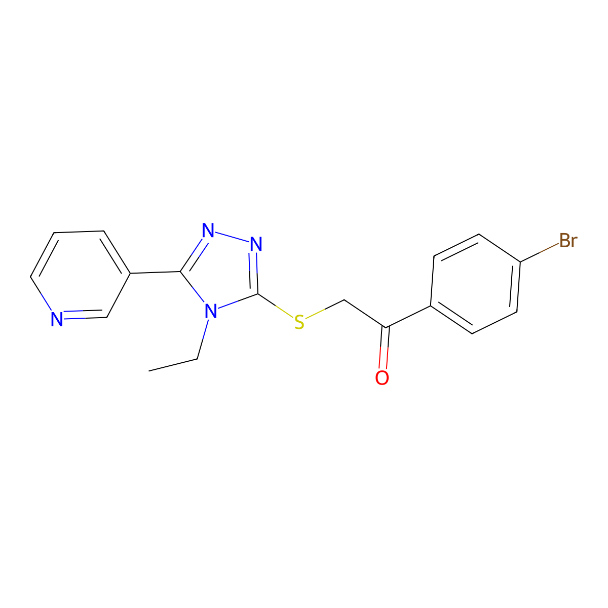 1-(4-bromophenyl)-2-{[4-ethyl-5-(pyridin-3-yl)-4H-1,2,4-triazol-3-yl]sulfanyl}ethanone molecular structure, CAS 678167-33-4