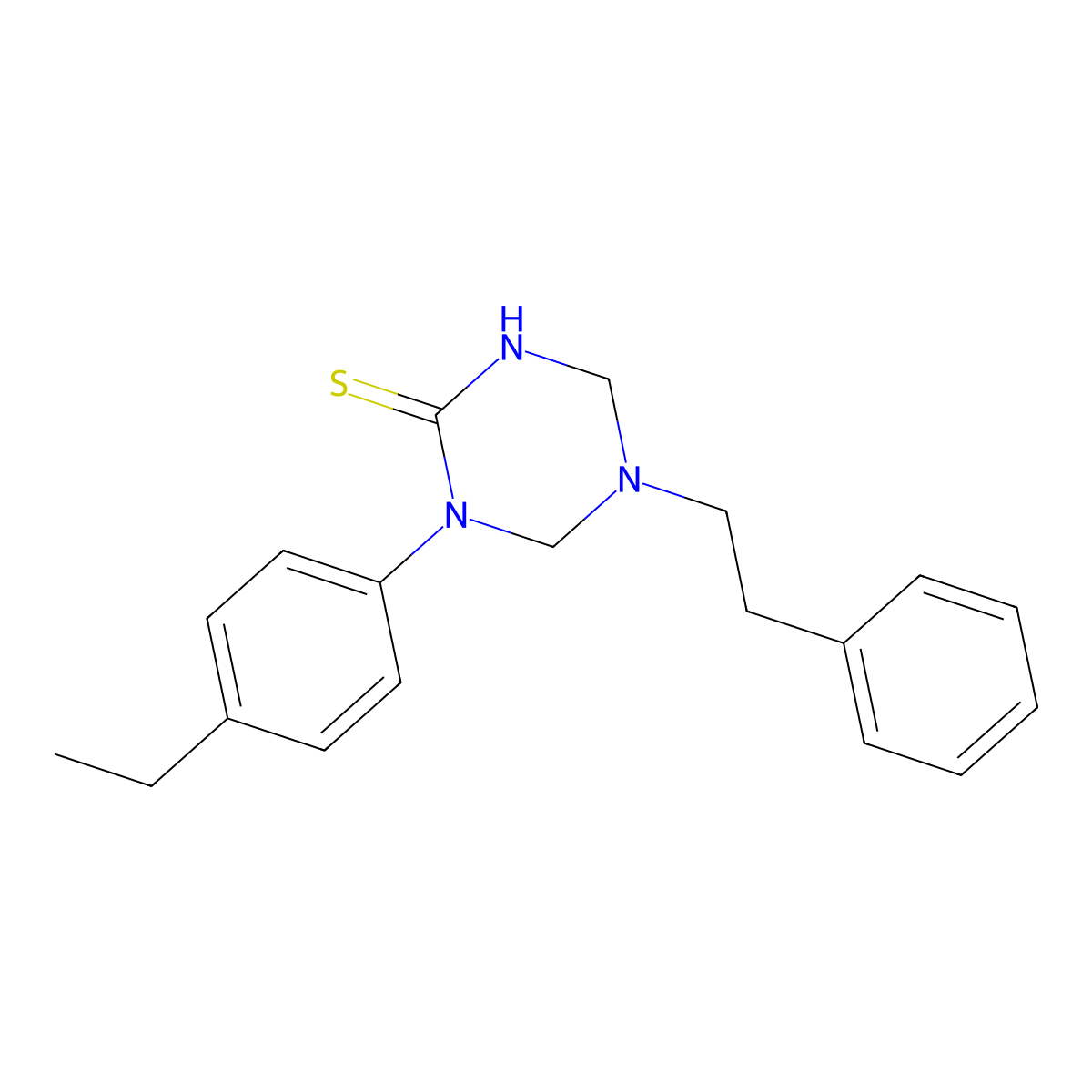 1-(4-Ethylphenyl)-5-(2-phenylethyl)-1,3,5-triazinane-2-thione molecular structure, CAS 678167-72-1