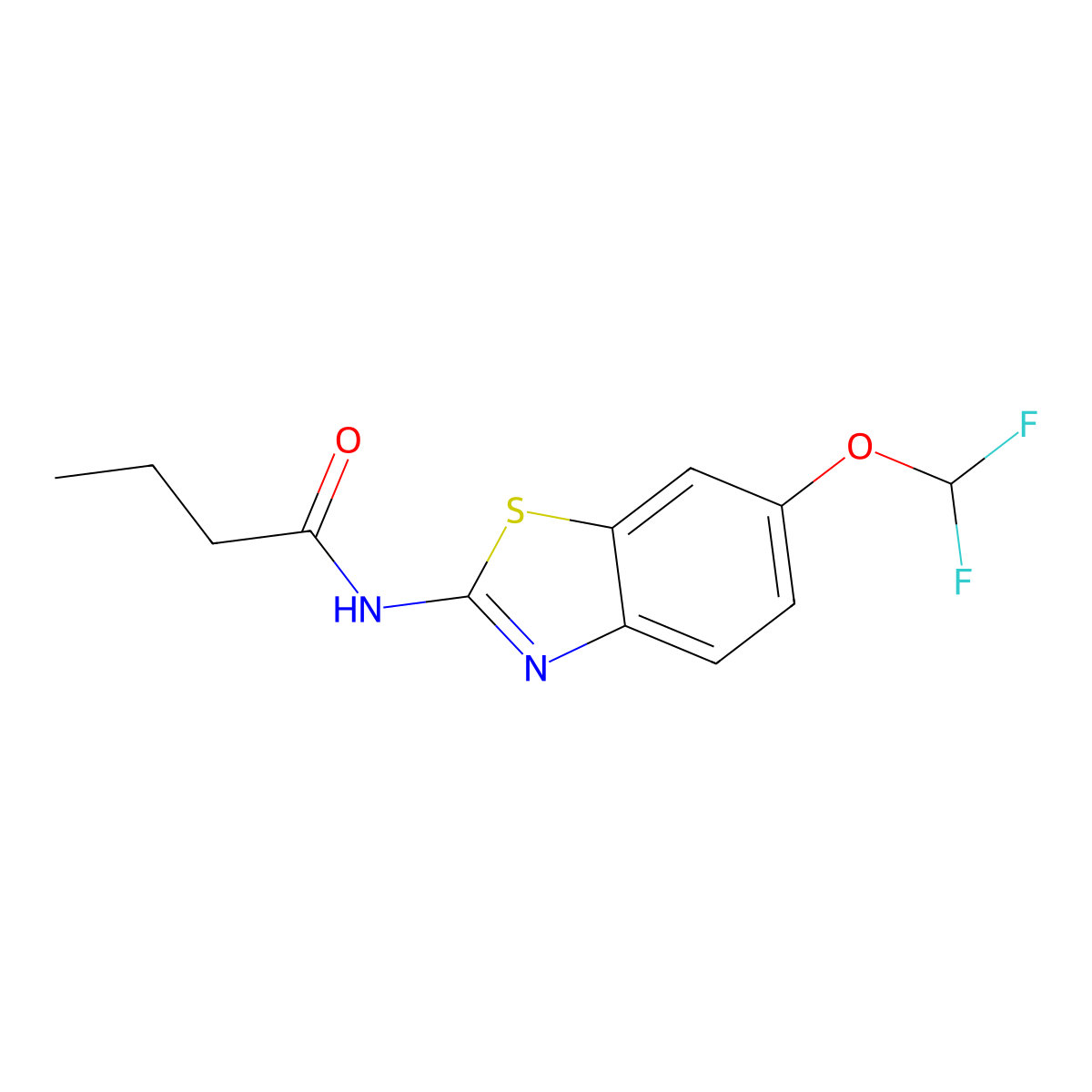 N-[6-(difluoromethoxy)-1,3-benzothiazol-2-yl]butanamide molecular structure, CAS 678181-05-0