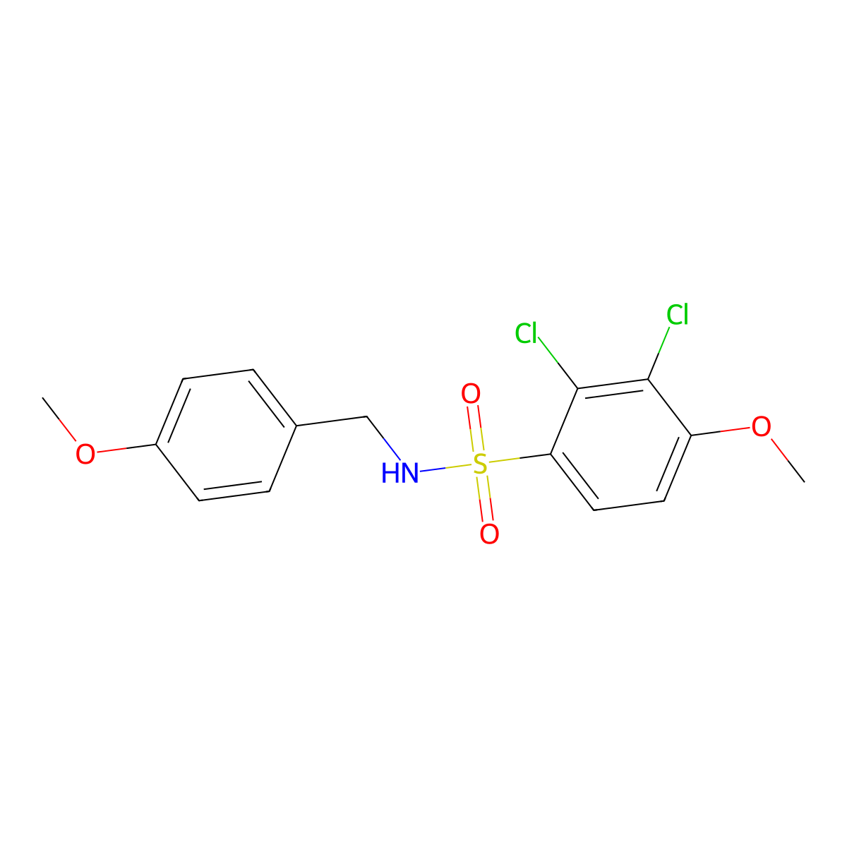 2,3-dichloro-4-methoxy-N-(4-methoxybenzyl)benzenesulfonamide molecular structure, CAS 678181-34-5