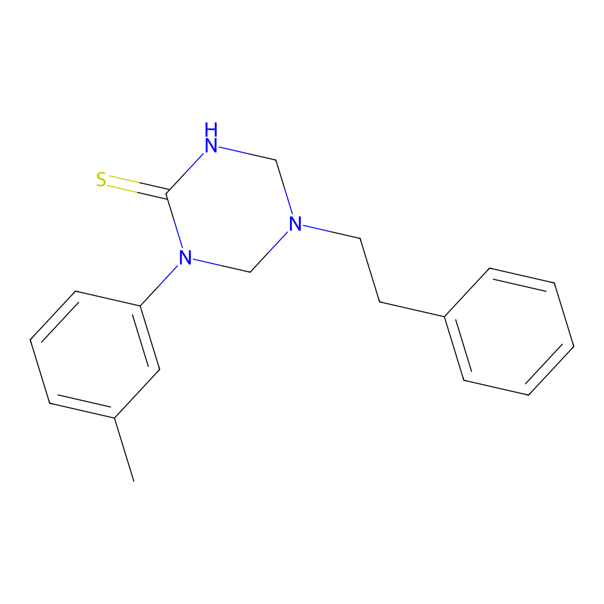 1-(3-Methylphenyl)-5-(2-phenylethyl)-1,3,5-triazinane-2-thione molecular structure, CAS 678181-72-1