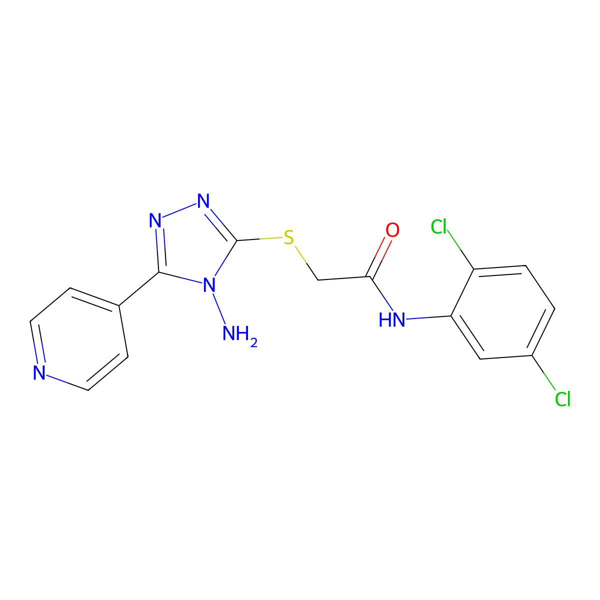 2-(4-amino-5-(4-pyridyl)(1,2,4-triazol-3-ylthio))-N-(2,5-dichlorophenyl)acetam ide molecular structure, CAS 678182-14-4