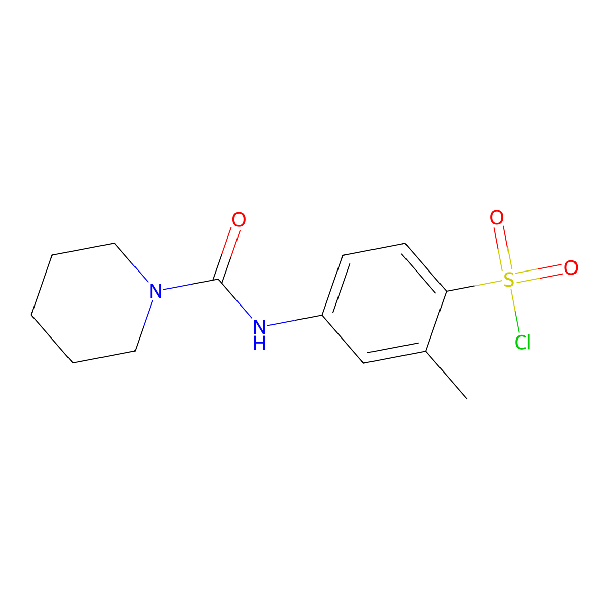 2-Methyl-4-(piperidine-1-carboxamido)benzene-1-sulfonyl chloride molecular structure, CAS 678185-67-6