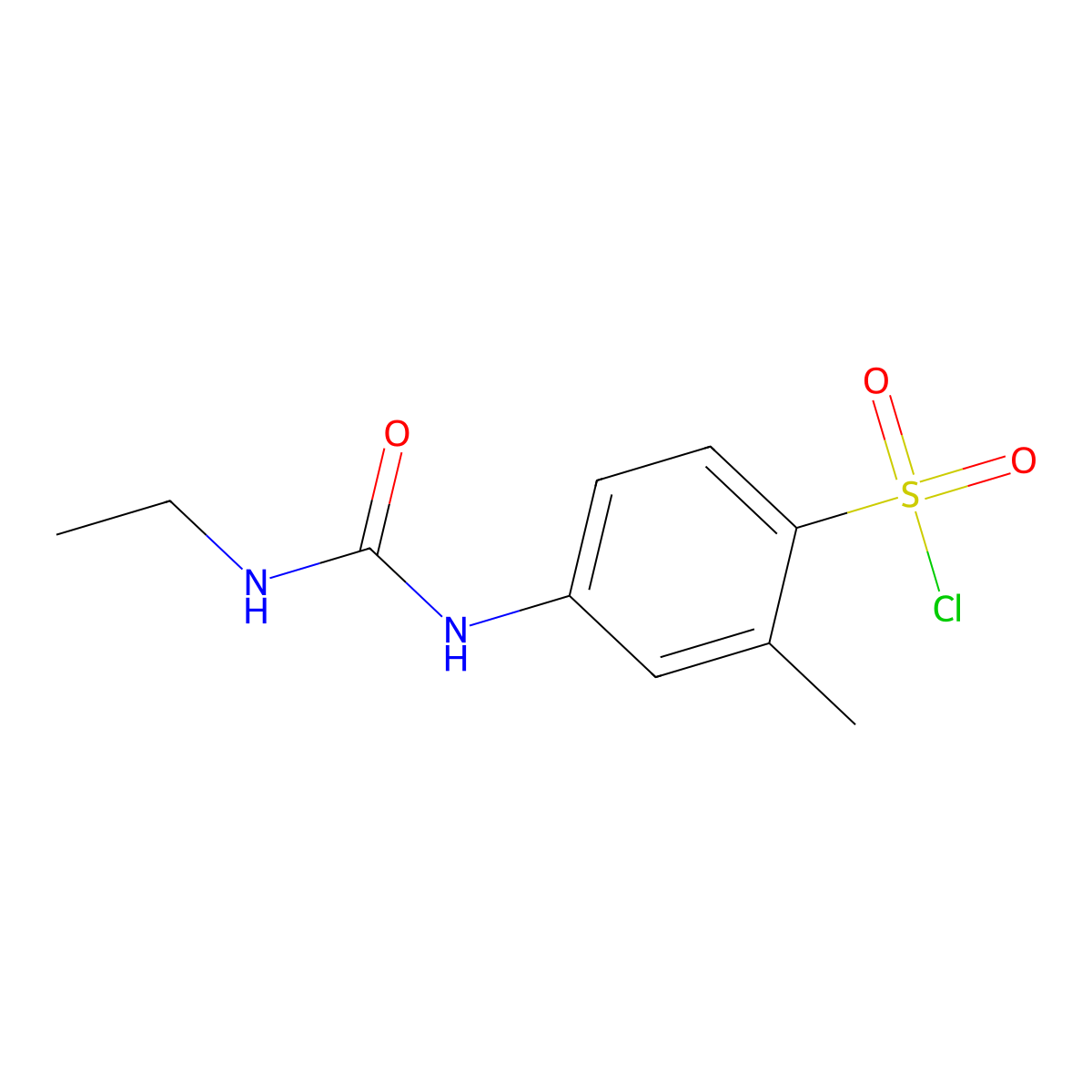 4-(3-Ethylureido)-2-methylbenzenesulfonyl chloride molecular structure, CAS 678185-71-2