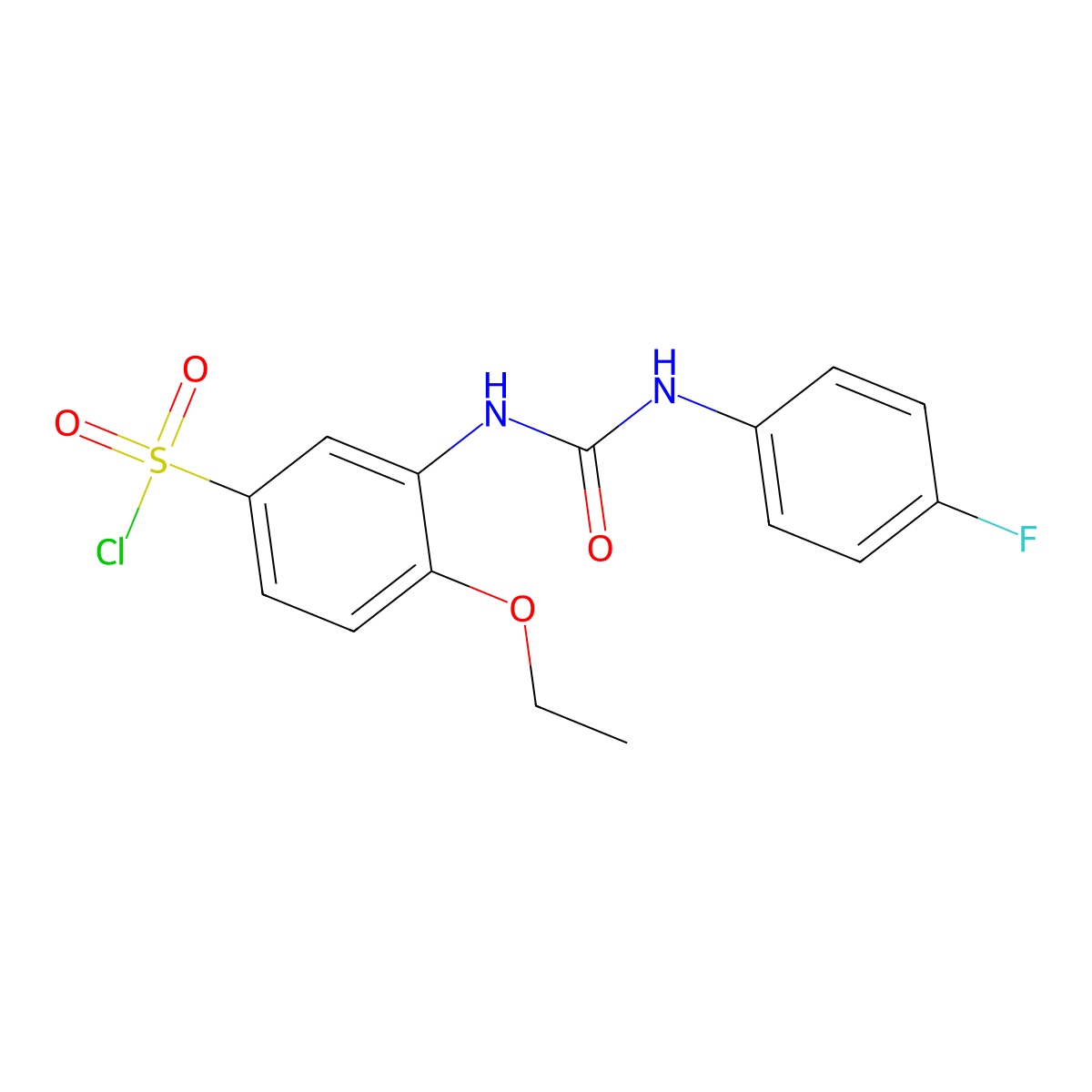 4-Ethoxy-3-(3-(4-fluorophenyl)ureido)benzene-1-sulfonyl chloride molecular structure, CAS 678186-02-2