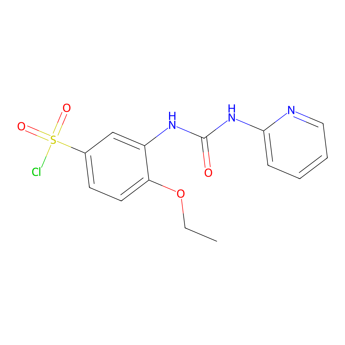 4-ethoxy-3-(pyridin-2-ylcarbamoylamino)benzenesulfonyl Chloride molecular structure, CAS 678186-04-4