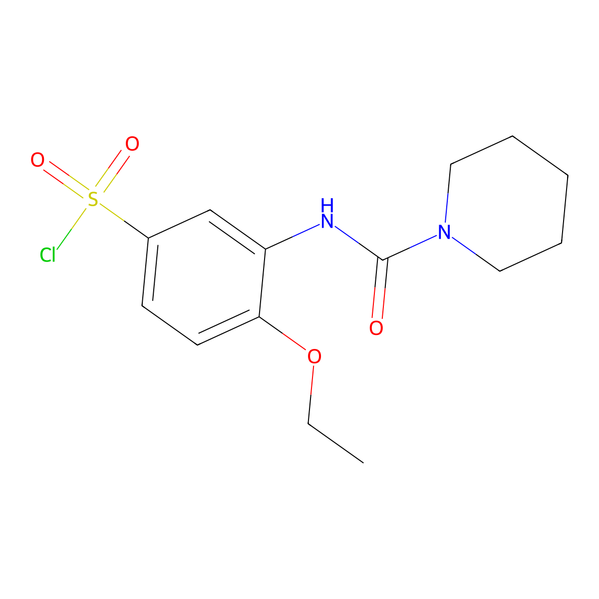 4-Ethoxy-3-(piperidine-1-carboxamido)benzene-1-sulfonyl chloride molecular structure, CAS 678186-08-8