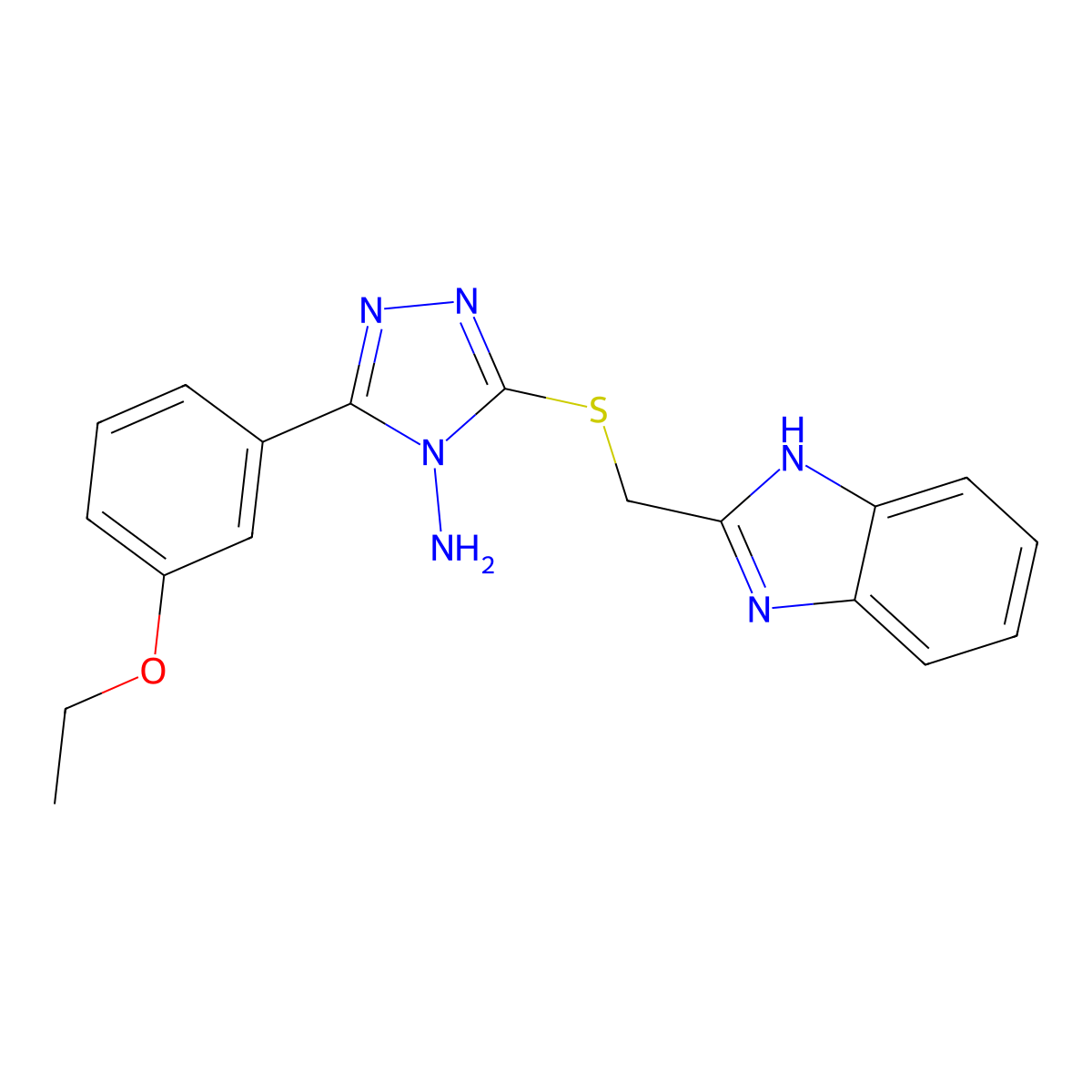 3-[(1H-benzimidazol-2-ylmethyl)sulfanyl]-5-(3-ethoxyphenyl)-4H-1,2,4-triazol-4-amine molecular structure, CAS 678189-72-5