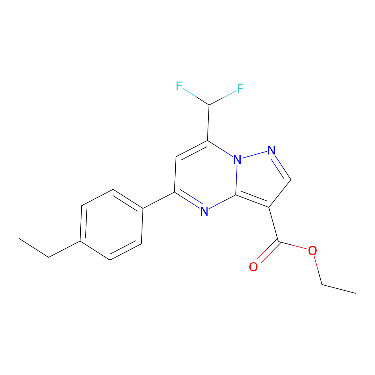 Ethyl 7-(difluoromethyl)-5-(4-ethylphenyl)pyrazolo[1,5-a]pyrimidine-3-carboxylate molecular structure, CAS 678190-43-7