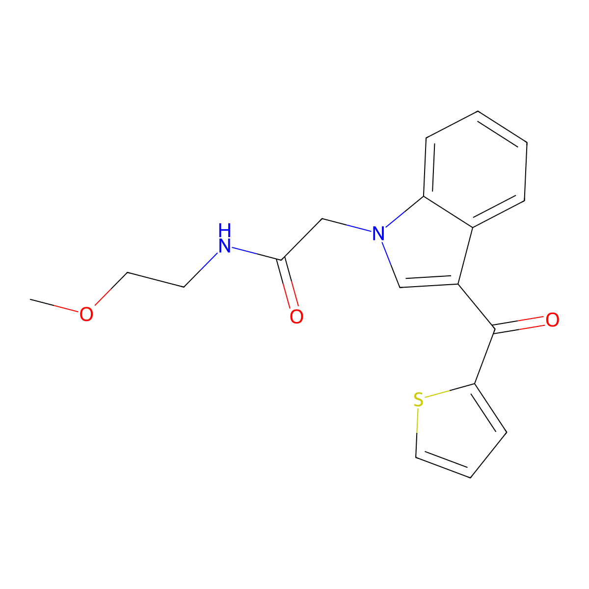 N-(2-methoxyethyl)-2-[3-(thiophene-2-carbonyl)indol-1-yl]acetamide molecular structure, CAS 678191-05-4
