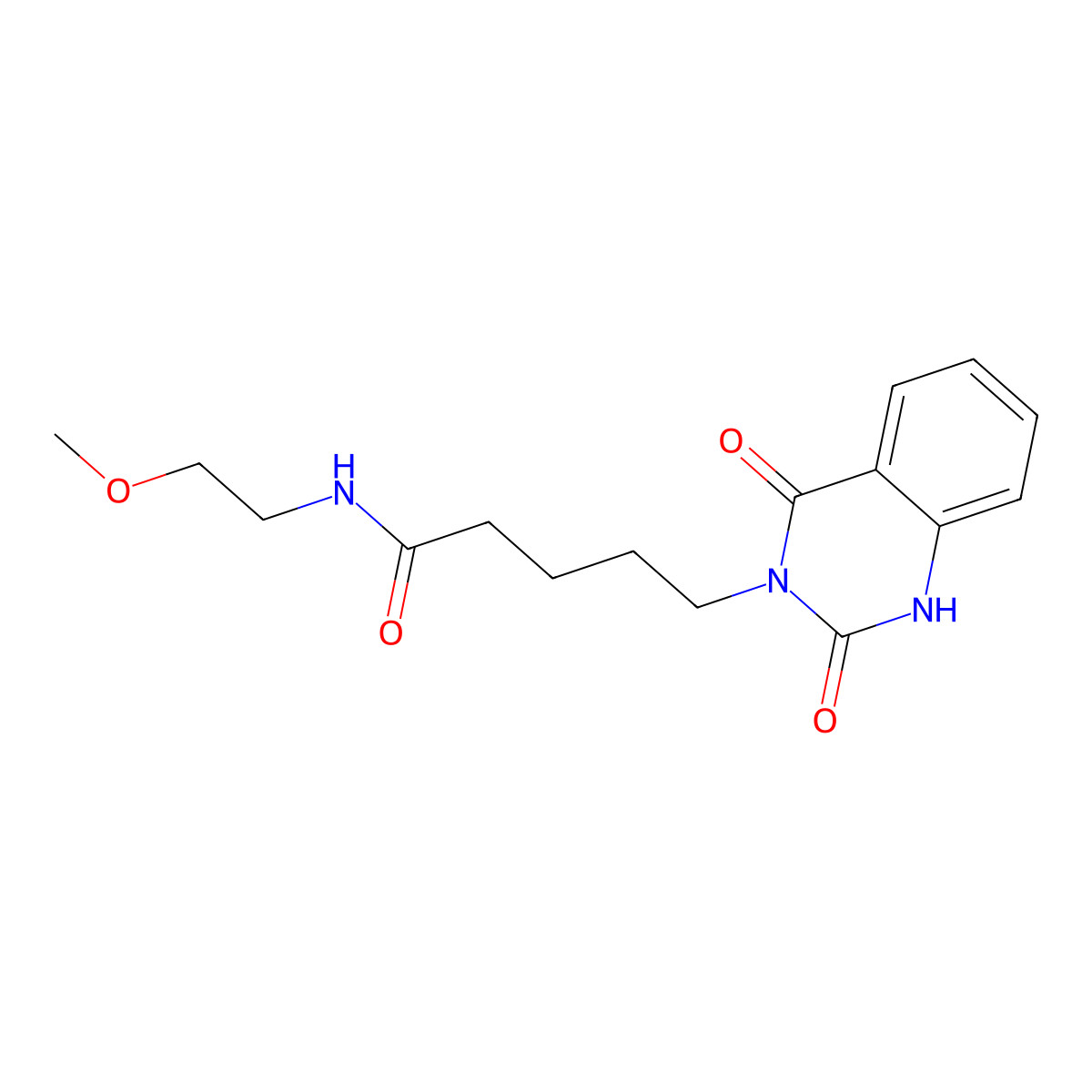 5-(2,4-dioxo-1,4-dihydroquinazolin-3(2H)-yl)-N-(2-methoxyethyl)pentanamide molecular structure, CAS 6782-16-7