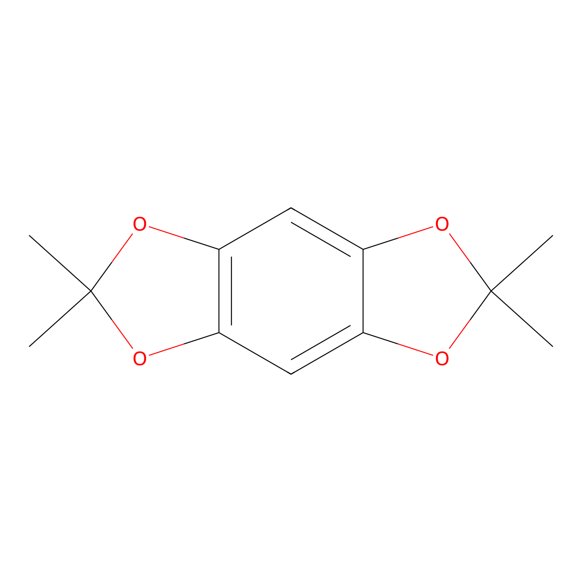 2,2,6,6-Tetramethylbenzo[1,2-d:4,5-d']bis([1,3]dioxole) molecular structure, CAS 67820-74-0