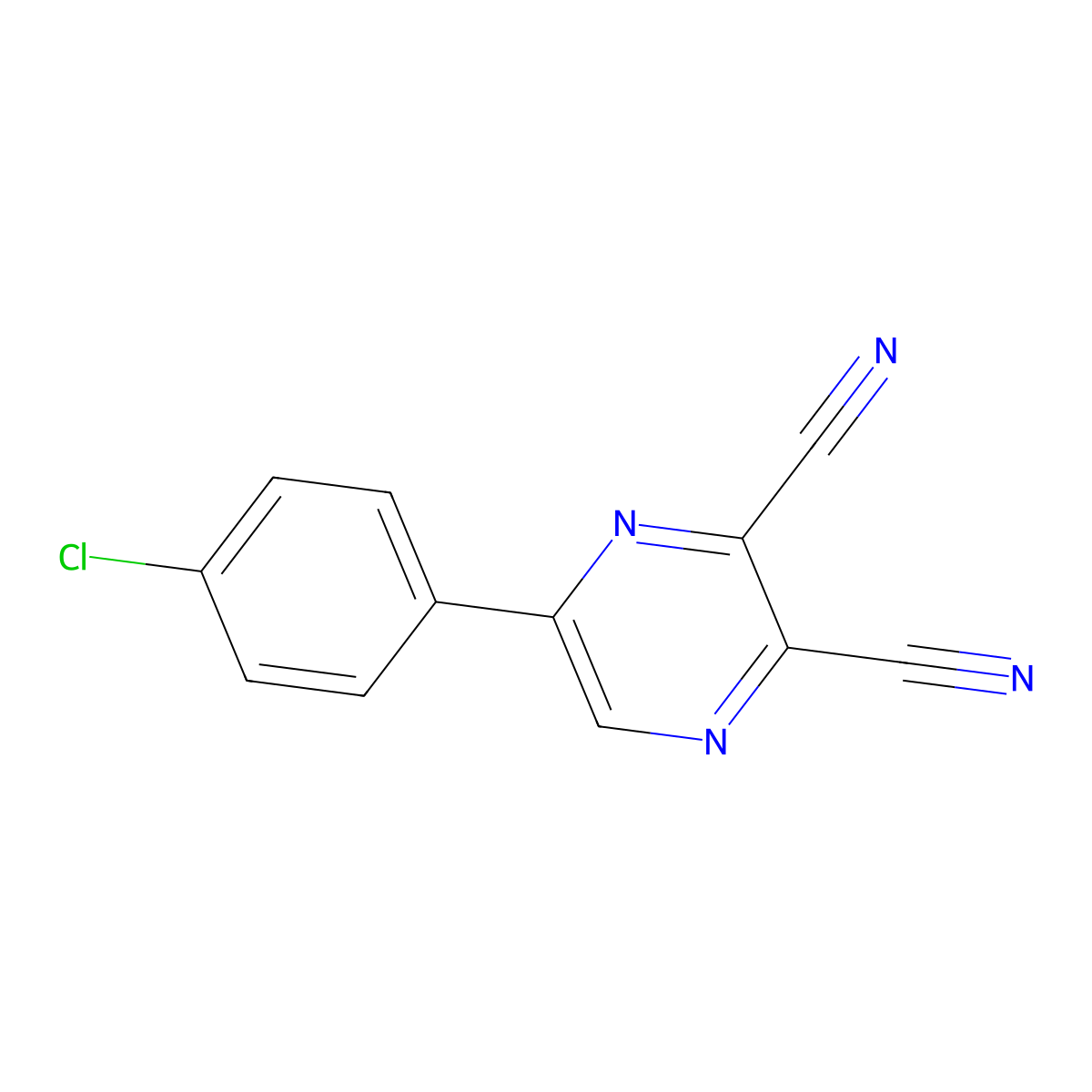 5-(4-Chlorophenyl)pyrazine-2,3-dicarbonitrile molecular structure, CAS 67823-08-9