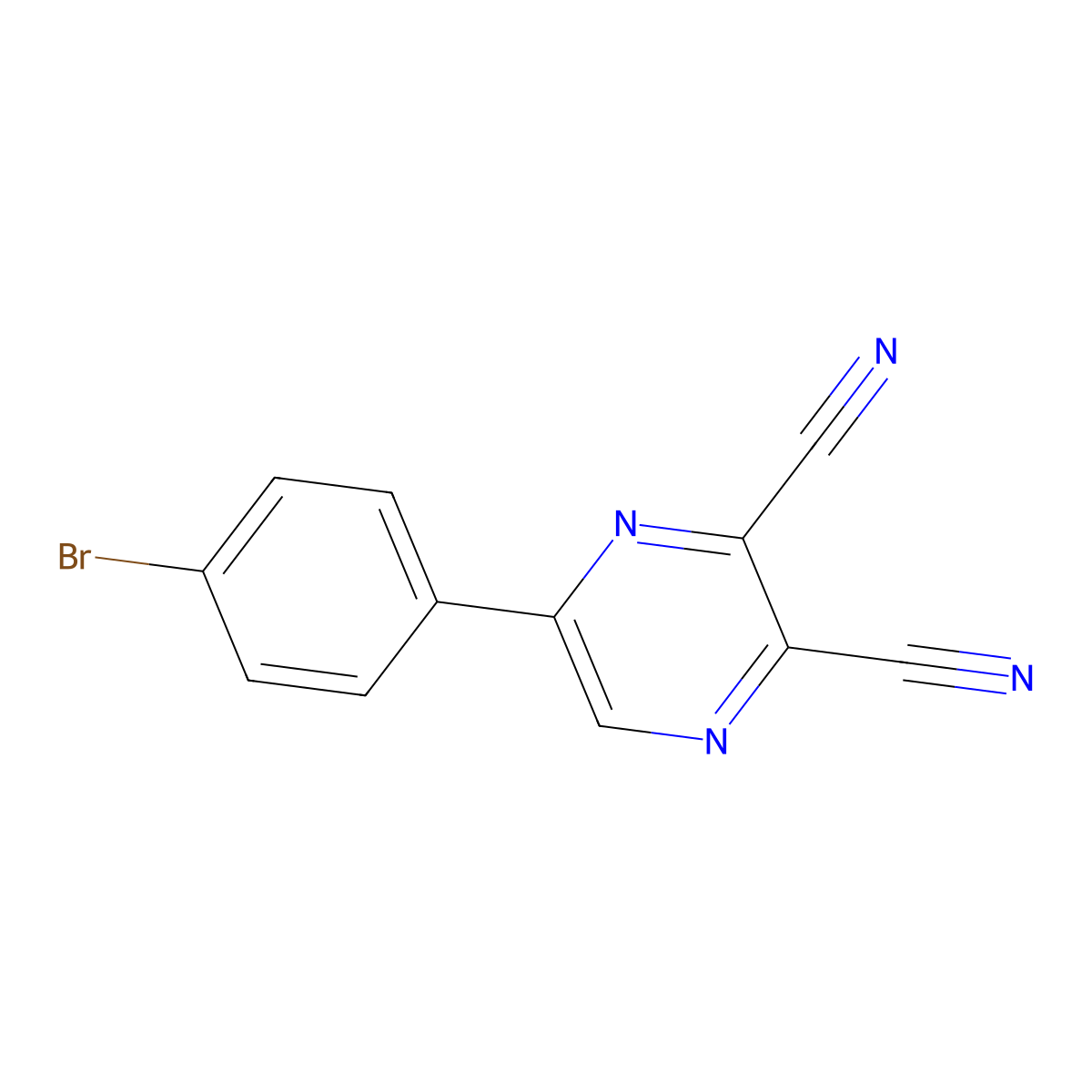 5-(4-Bromophenyl)pyrazine-2,3-dicarbonitrile molecular structure, CAS 67823-11-4