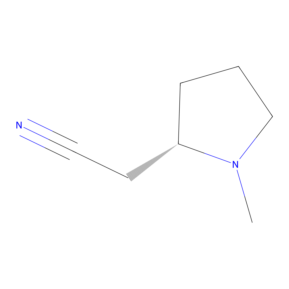 2-Pyrrolidineacetonitrile, 1-methyl-, (S)- molecular structure, CAS 67824-39-9