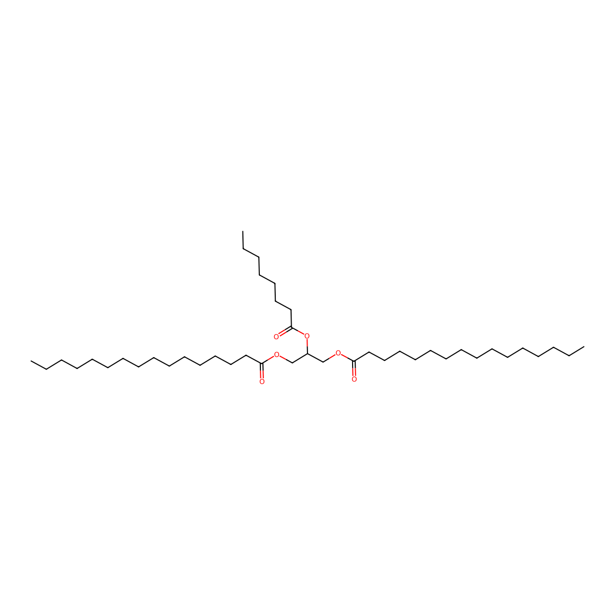 Hexadecanoic acid 2-[(1-oxooctyl)oxy]-1,3-propanediyl ester molecular structure, CAS 67826-15-7