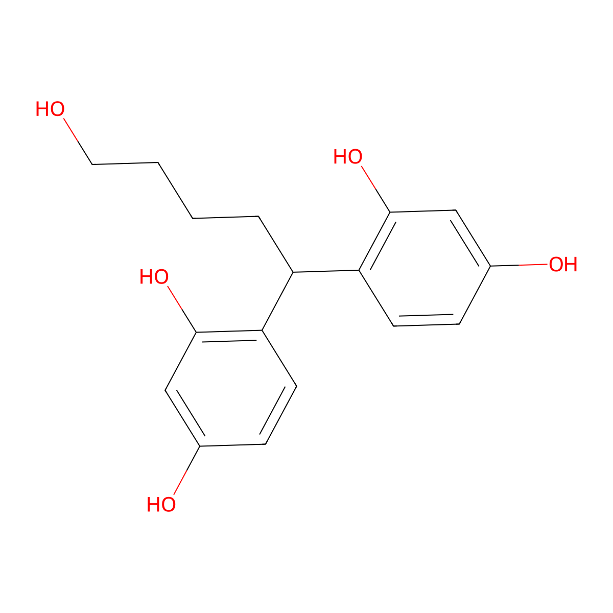 1,3-Benzenediol, 4,4'-(5-hydroxypentylidene)bis- molecular structure, CAS 67828-51-7