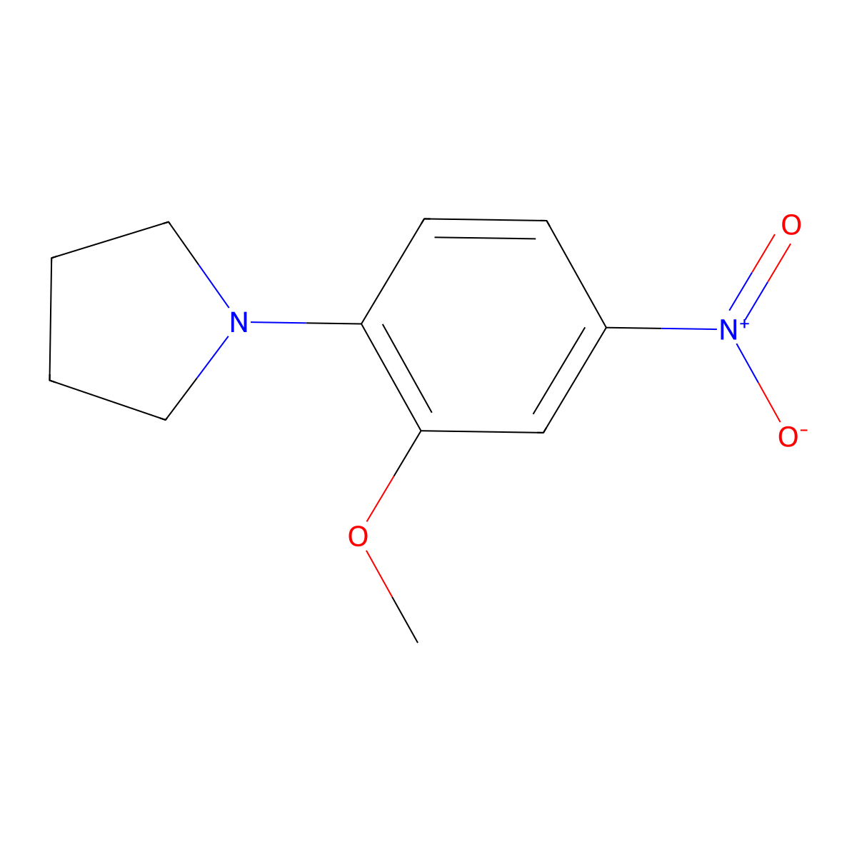 Pyrrolidine, 1-(2-methoxy-4-nitrophenyl)- molecular structure, CAS 67828-57-3