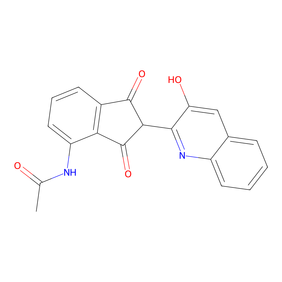 Acetamide, N-(2,3-dihydro-2-(3-hydroxy-2-quinolinyl)-1,3-dioxo-1H-inden-4-yl)- molecular structure, CAS 67828-70-0