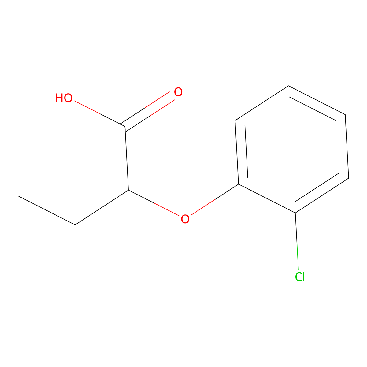 2-(2-Chlorophenoxy)butanoic acid molecular structure, CAS 67829-76-9